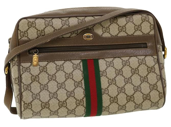 GUCCI GG Canvas Web Sherry Line Shoulder Bag Beige Red Green Auth ep229  ref.710480
