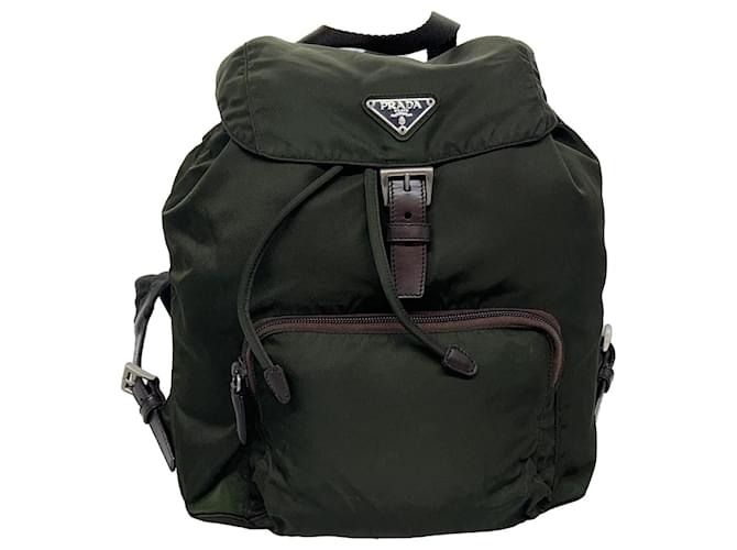 PRADA Backpack Nylon Khaki Auth ac1159  ref.710715