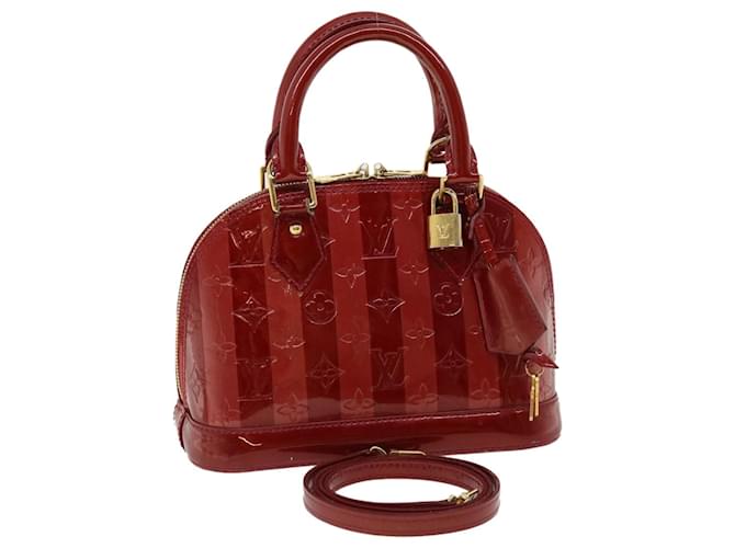 LOUIS VUITTON Vernis Rayures Alma BB Hand Bag 2way Pomme D'amour M91593 LV 32817 Patent leather  ref.710733