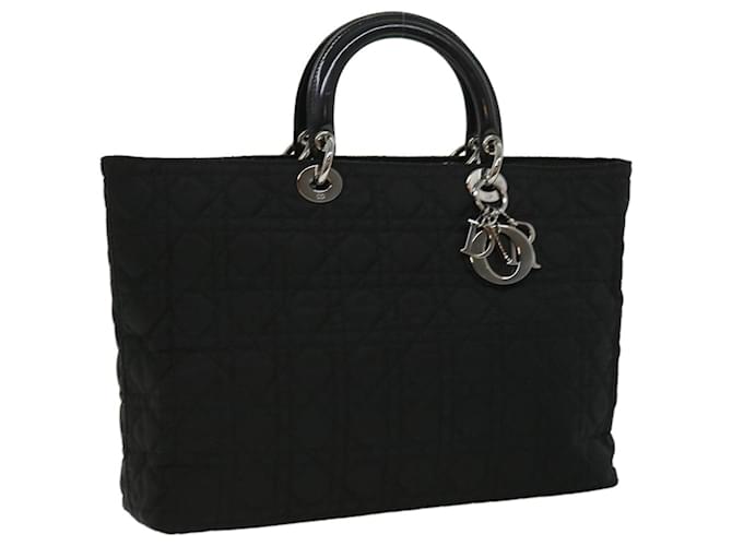 Bolsa de mão Christian Dior lady dior cannage Nylon Black Auth bs2685 Preto  ref.710744