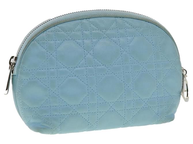 Christian Dior Lady Dior Canage Pouch Lamb Skin Blue Auth am3267  ref.710791