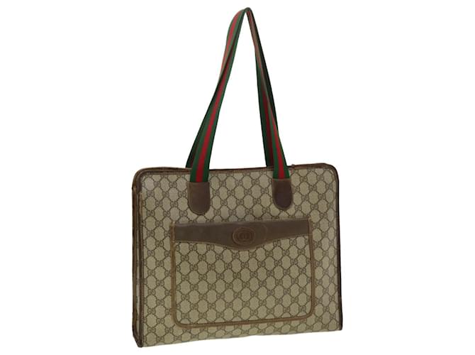 GUCCI GG Canvas Web Sherry Line Tote Bag Beige Vert Rouge Auth ti692  ref.710949
