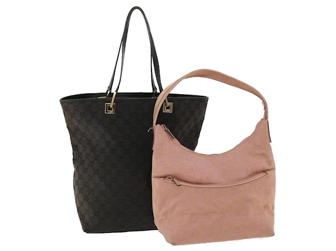 Gucci GG Canvas Tote Bag 2Set Noir Rose Auth ac1181  ref.711038