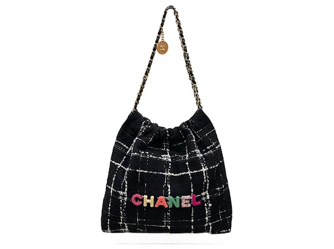 Chanel Bolsas Preto Tweed  ref.711081
