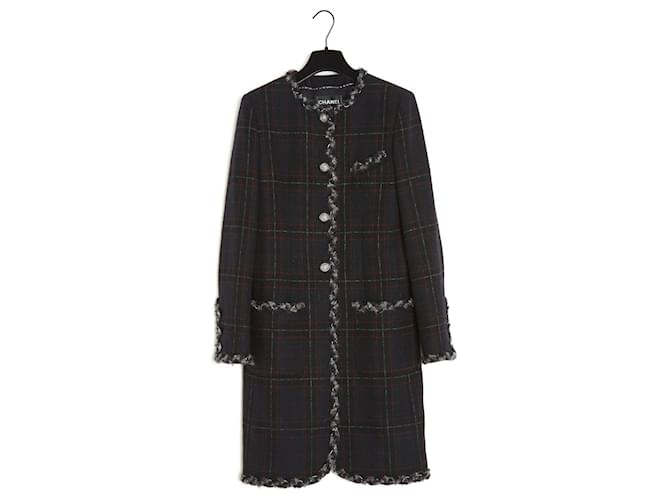 Chanel PRE FALL 13 EDIMBURG LONG JACKET COAT Tweed Gris anthracite  ref.711090