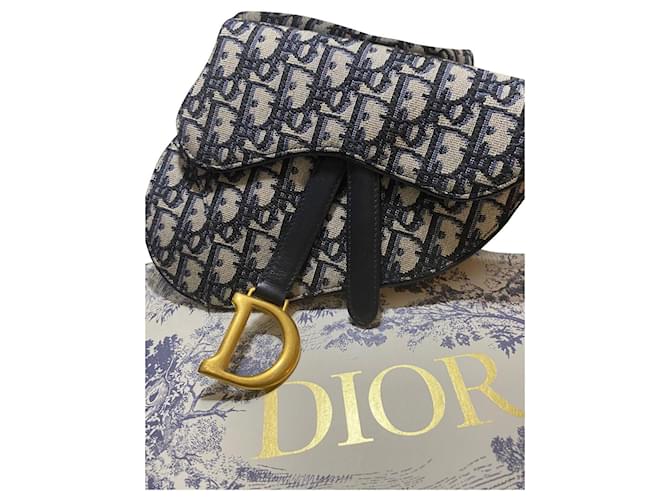 Bolsa de cintura Christian Dior Saddle Azul Jeans  ref.711115