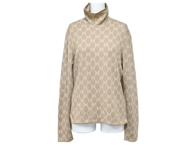 Gucci GG Pattern Turtleneck Sweater Brown Cashmere  ref.711116