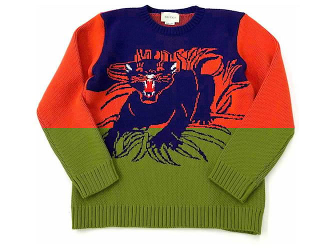 Gucci Pull en coton à manches longues Enfant Orange