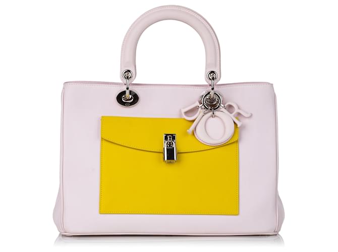 Dior Pink Diorissimo Pocket Tote Yellow Leather Pony-style calfskin  ref.711135