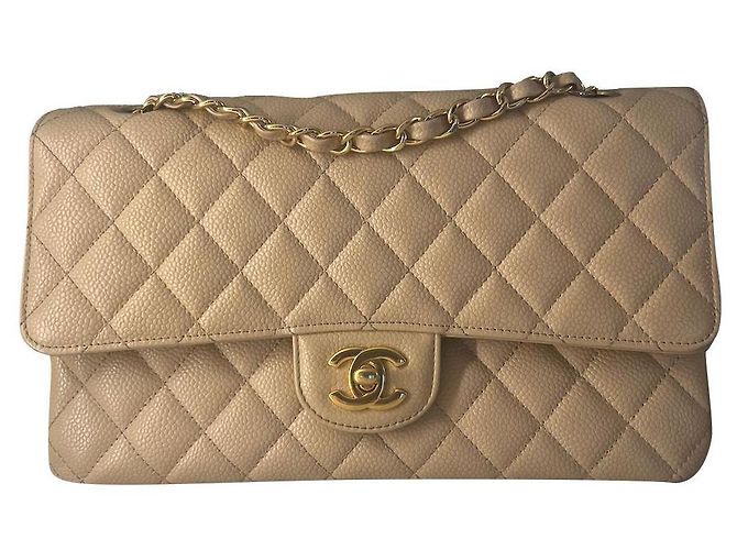 Timeless Chanel Aba Clássica - Média Bege