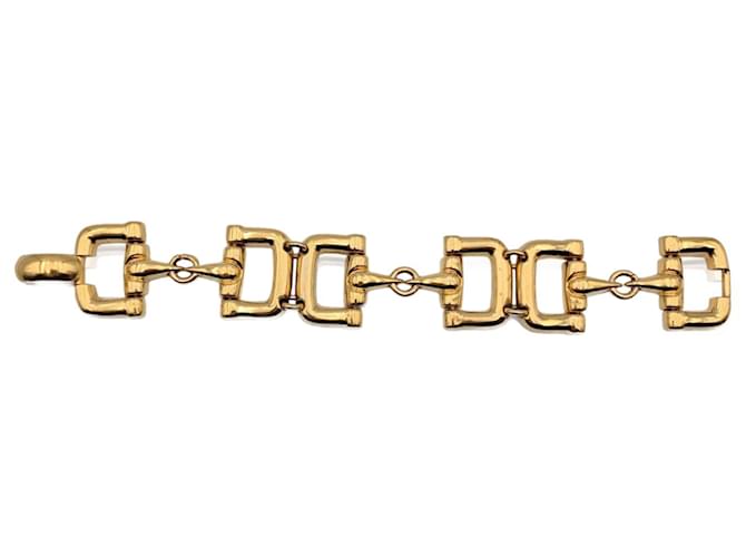 Gucci Vintage Gold Metal Horsebit Articulated Bracelet Golden  ref.711199