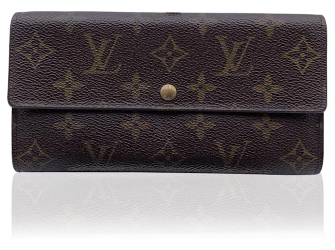 Louis Vuitton Brown-Monogramm-lange Sarah-Kupplungs-kontinentale Geldbörse Braun Leinwand  ref.711201