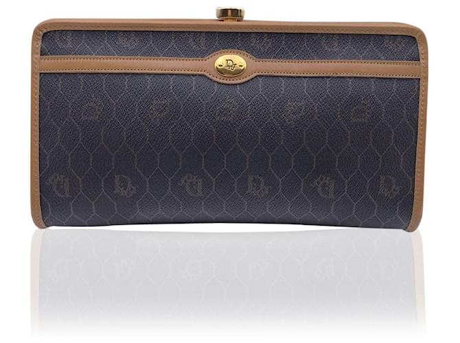 Christian Dior Vintage Grey Logo Canvas Clutch Bag Handbag Cloth  ref.711203