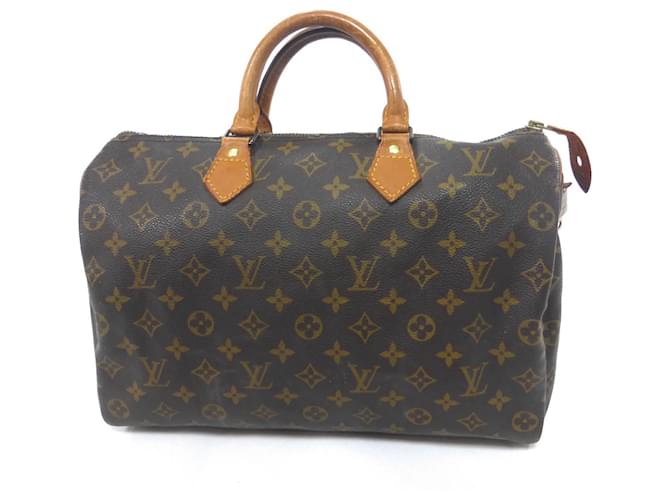 Louis Vuitton Speedy 35 monogram Brown Leather  ref.711225