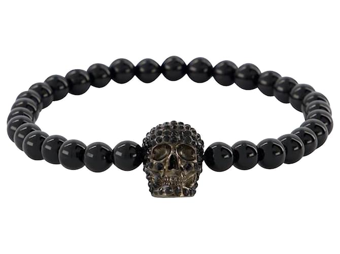 Pave Beaded Bracelet - Alexander Mcqueen - Black - Metal Silvery Metallic  ref.711226