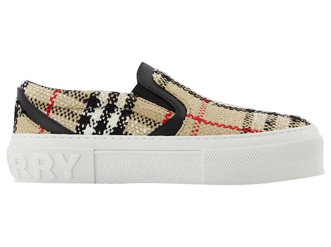 Lf Tnr Curt Check 5 Sneakers - Burberry - Beige - Cotton Python print Cloth  ref.711238