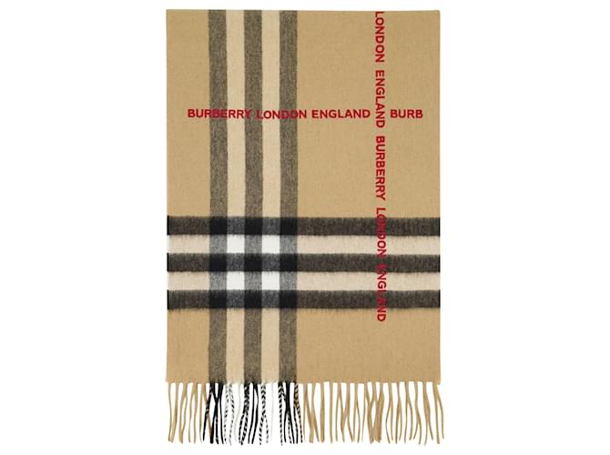 Burberry Check Scarf in Beige/Multi Cashmere Multiple colors  ref.711253