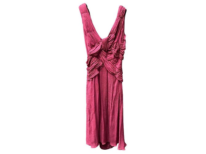 Vestido Prada de seda drapeado rojo oscuro Burdeos