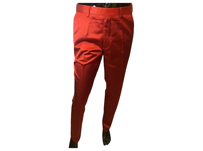 Dries Van Noten Dries Von Noten Brick Pants Red Cotton Viscose  ref.711381