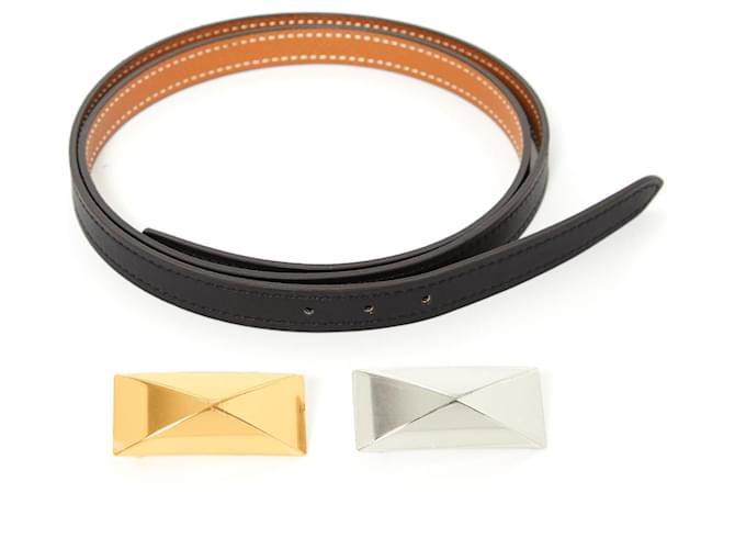Hermès TO DIAL lined LOOP T85 Black Silver hardware Gold hardware Leather Metal  ref.711397