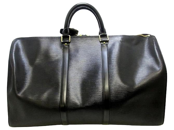 Louis Vuitton Keepall 50 Black Leather  ref.711406