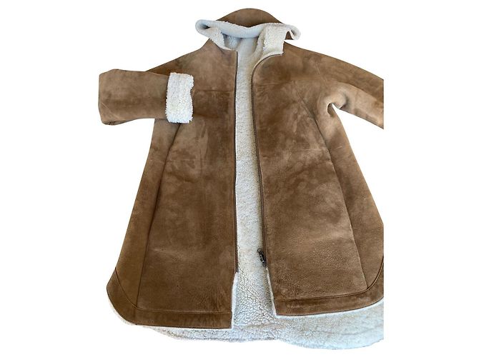 Ba&Sh Lammfellmantel Beige