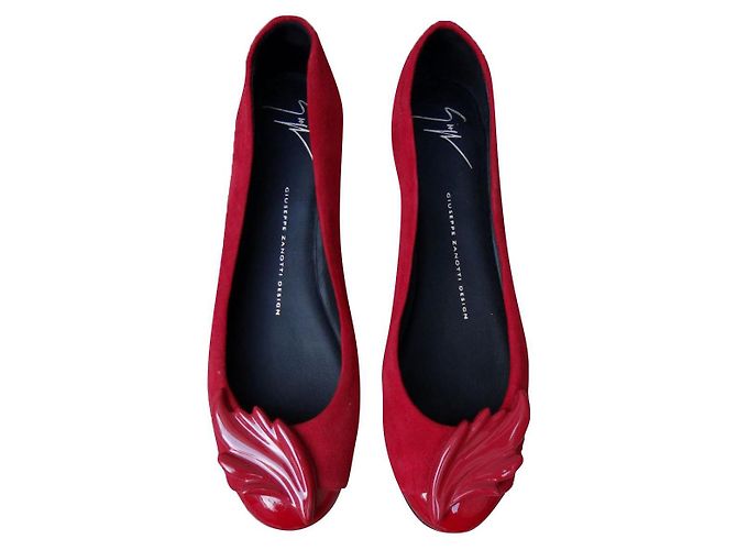 Giuseppe Zanotti Sapatilhas de Couro Vermelho e Verniz