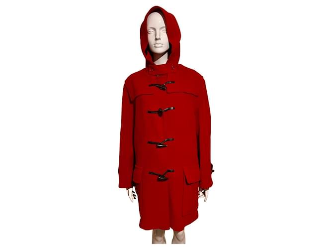 Duffle-coat à capuche vintage Burberry, Edition spéciale Laine Rouge  ref.711462