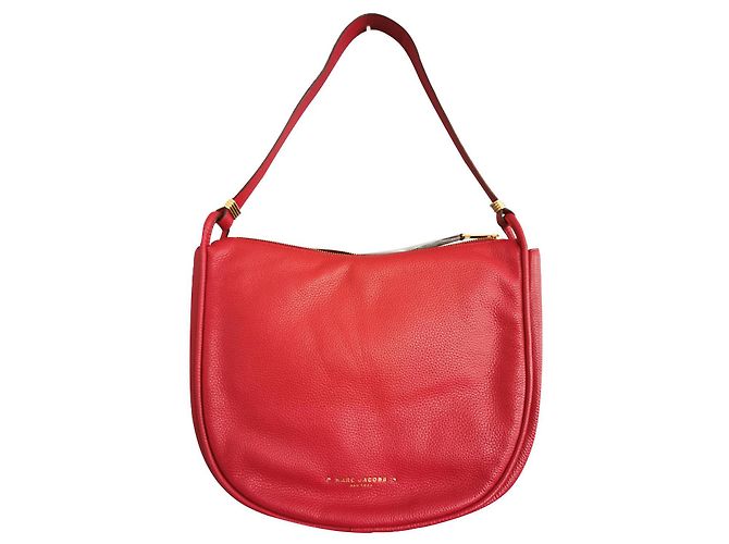 Marc Jacobs Large Hobo Bag Red Grained Leather