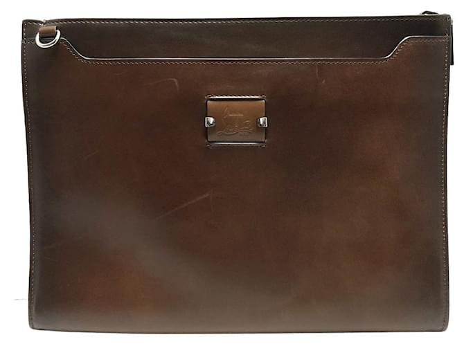 Christian Louboutin Sky Pouch Brown Leather  ref.711663