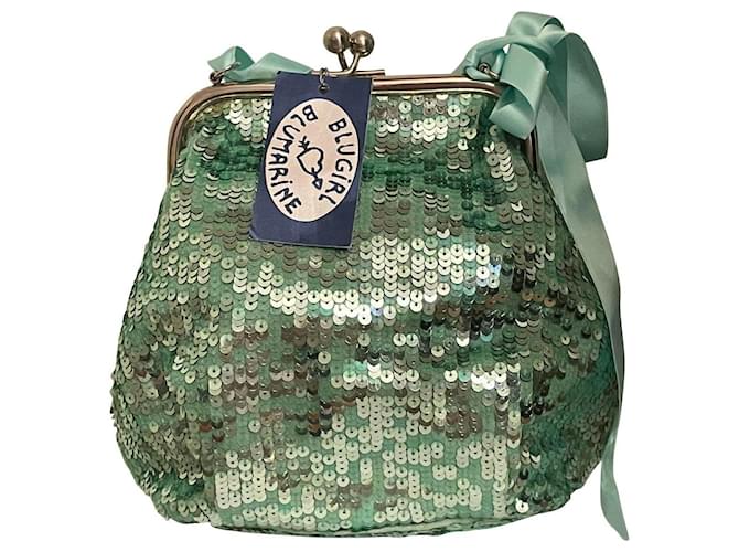 Clutch bag with green sequins Blugirl Blumarine Satin  ref.712185