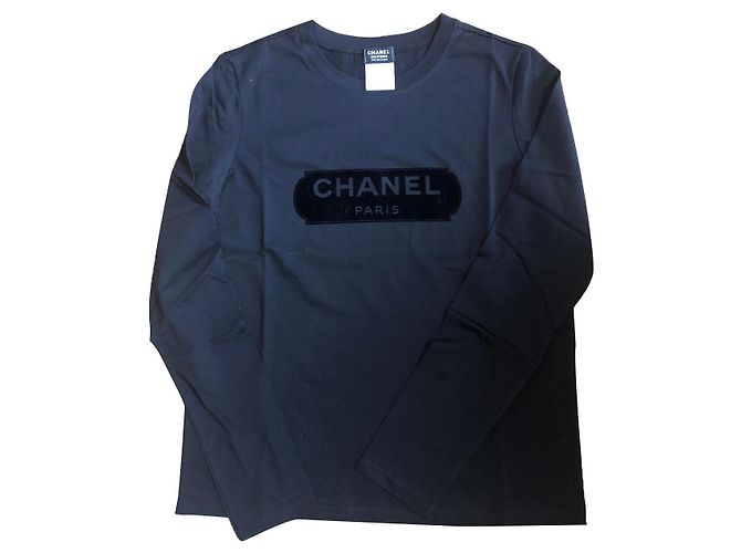 T-shirt Chanel Uniforme Nera in Cotone Nero