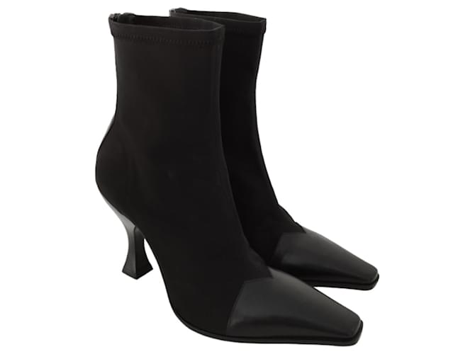 Céline Celine Madame ankle boots in canvas and black leather Cloth  ref.712512