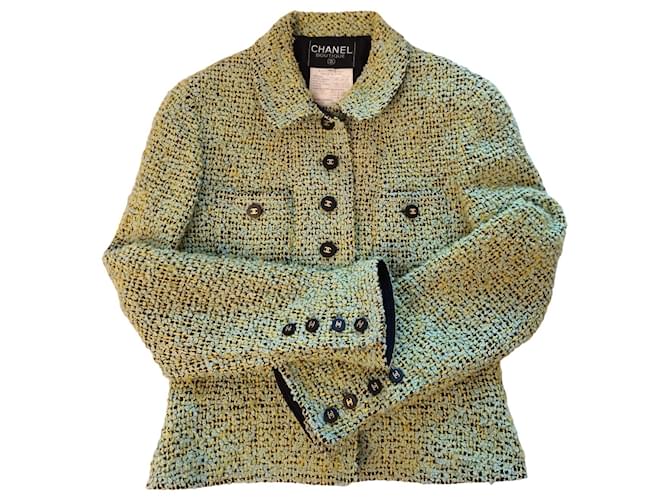 Chanel green wool jacket 94a  ref.712518