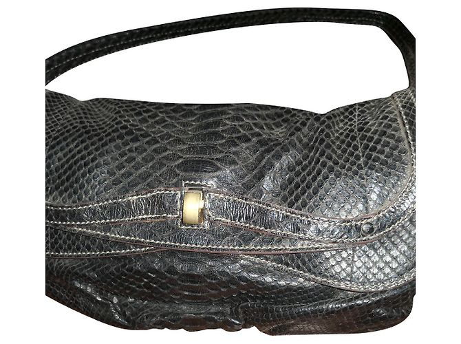 Zagliani Python Handbag Dark Brown