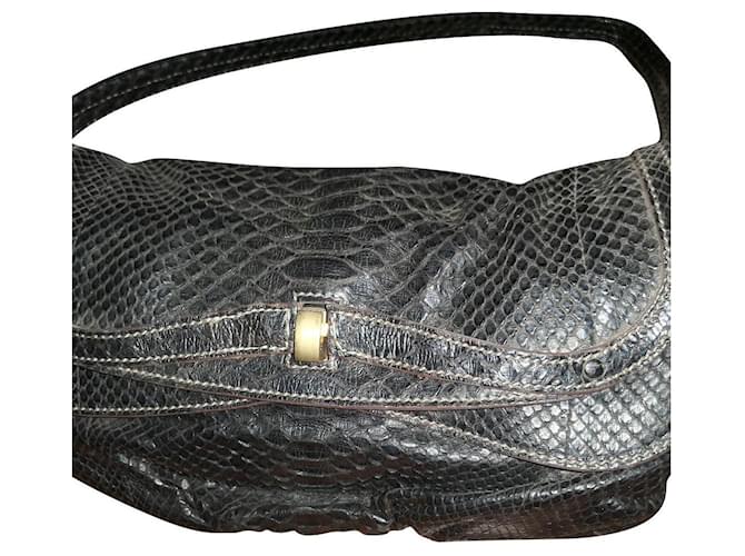 Zagliani Python Handtasche Dunkelbraun