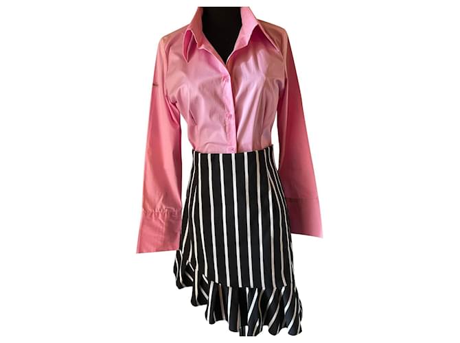 Autre Marque Denny Rose striped skirt size 46 nuova Black Polyester  ref.712599