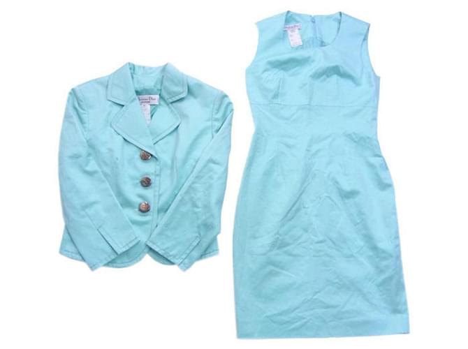 *Setup stitched long length blue green big button Christian Dior men women Cotton  ref.712677