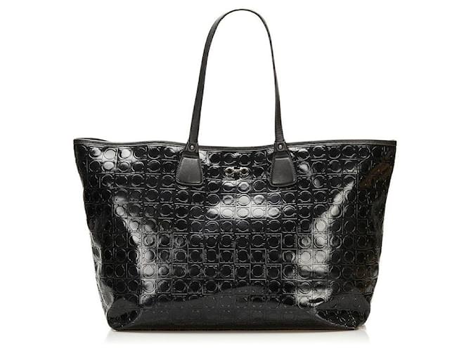 salvatore ferragamo Gancini Shopping Tote Bag black Cloth  ref.712918