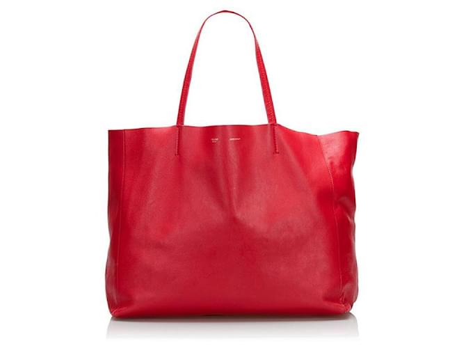 Céline celine Große horizontale Cabas-Tasche aus Leder rot Kalbähnliches Kalb  ref.713002