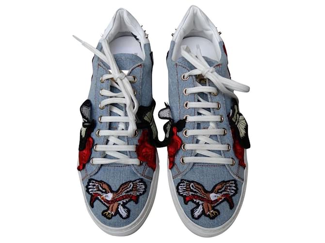 Philipp Plein Sneakers Red Multiple colors Light blue Denim  ref.713026