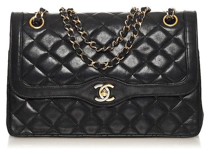 Chanel Matelasse Leder Flap Bag schwarz  ref.713159