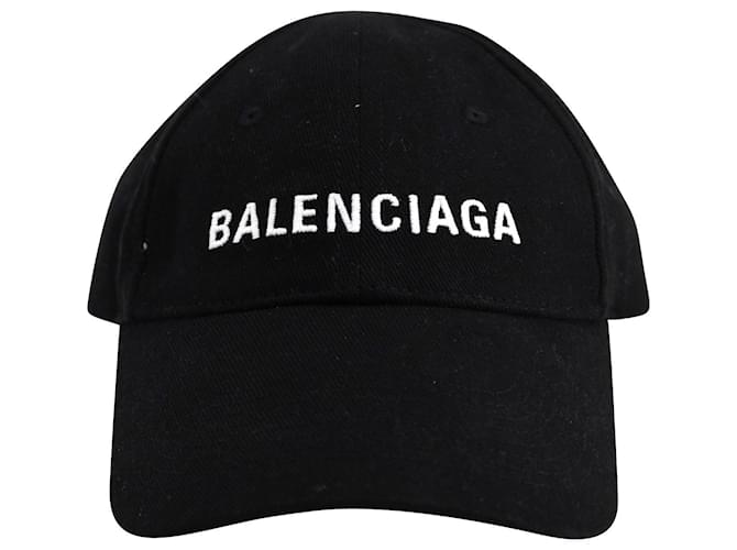 Baseballkappe mit Balenciaga-Logo aus schwarzer Baumwolle  ref.713189