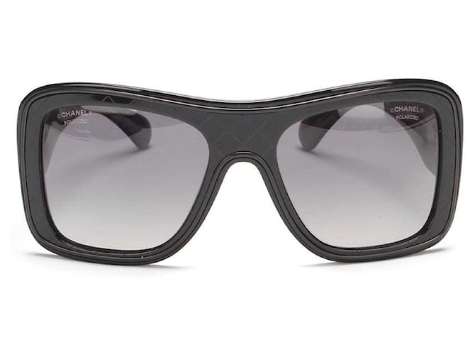 Chanel CC übergroße Sonnenbrille schwarz Acryl Harz  ref.713207