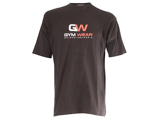 Camiseta de algodón negro con estampado GW de Balenciaga  ref.713212
