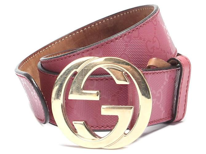 Gucci Cinturón de piel con G entrelazada rosa Cuero Becerro  ref.713214