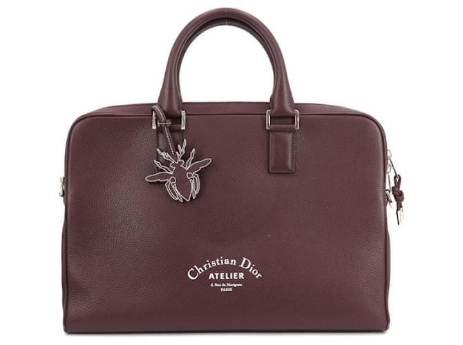 * Christian Dior Business Bag Bordeaux Leder Aktentasche Weinrot Handtasche Bee BEE  ref.713240