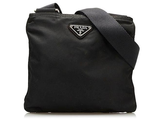 prada Tessuto Flat Crossbody Bag black Nylon  ref.713248