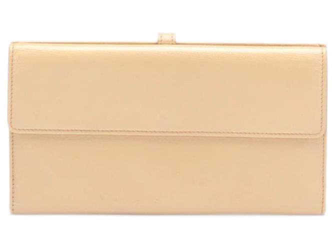 chanel Leather Bifold Wallet beige Pony-style calfskin  ref.713257