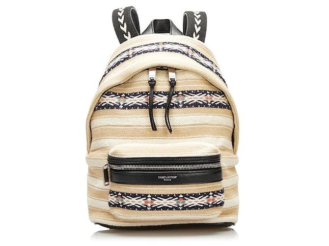 yves saint laurent Embroidered Canvas Toy City Backpack beige Cloth  ref.713297